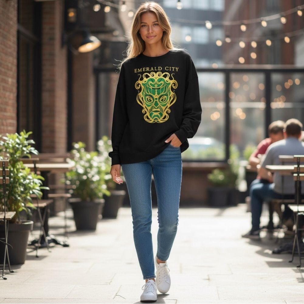 ✔️ WICKED Black and Green EMERALD CITY Sweatshirt Unisex